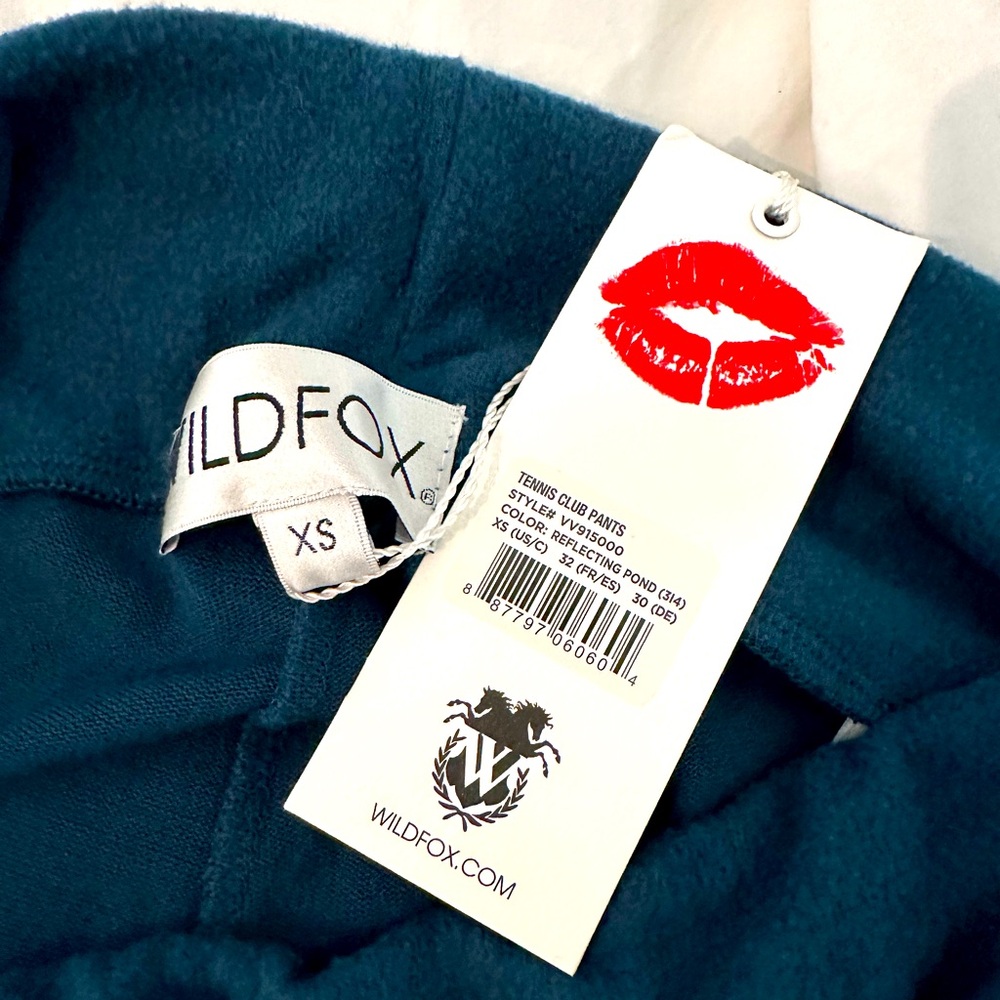 WILDFOX Tennis Club pants Size XS reflecting ping green